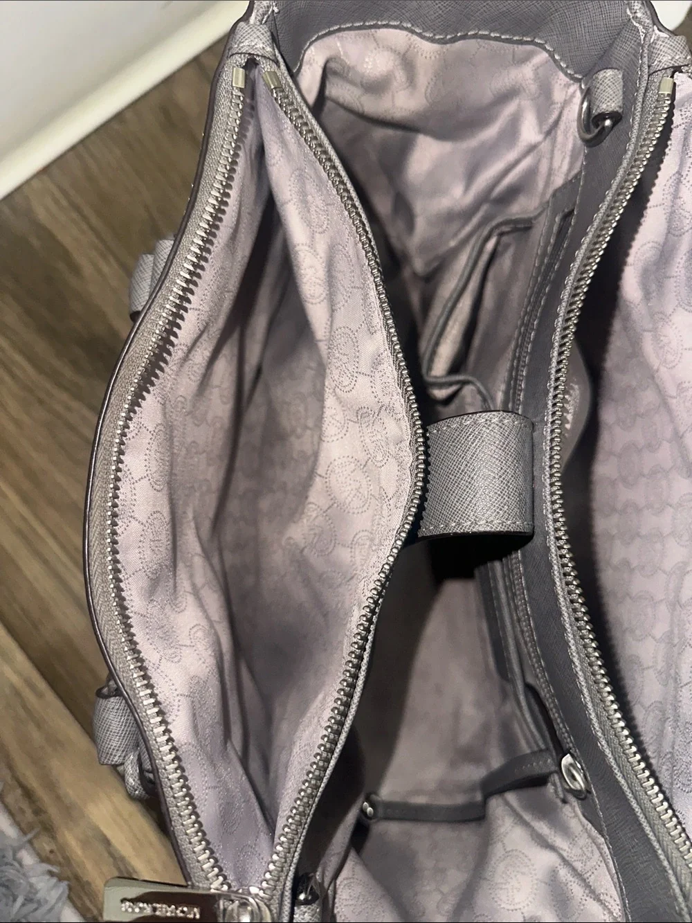 Michael Kors Taupe Saffiano Leather Satchel with Detachable Strap
